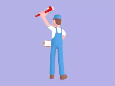 Stylized 3D Frustrated Mechanic Character - Cartoon Worker 3D model