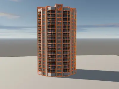 Residential  Apartment  House  building Low-poly 3D model