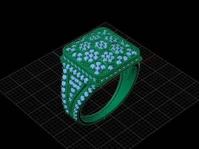 Print Ready STL 3DM  Gents Rings Diamond Men Ring  3D print model 242