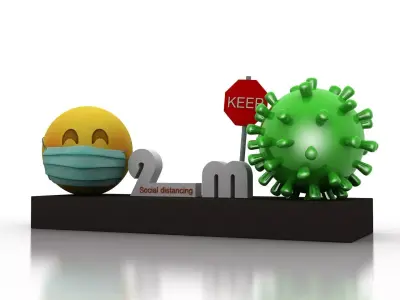 Coronavirus awareness and protection  Low-poly 3D model