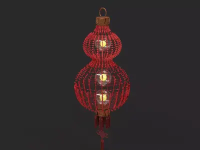  Chinese  red gourd lantern   Low-poly 3D model