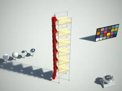 Construction rubbish chute and scaffolding Low-poly 3D model