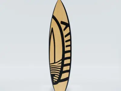 Wood Surfboard Low-poly 3D model
