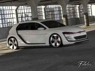 Volkswagen Design Vision GTI and garage 3D model