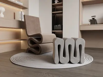 3D model of interior study 3D model 3D model