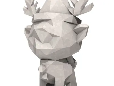 Cartoon Christmas Reindeer Low Poly 3D print model