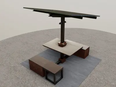 Solar Pergola Type-2 Black and White 3D model