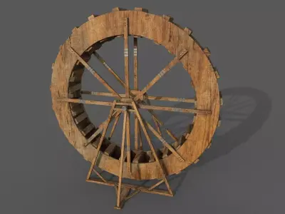 Water Wheel Low-poly 3D model Low-poly 3D model