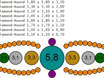 golden ring with a series of precious stones 3D print model