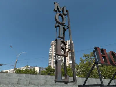 Modular Rooftop Buildings Company Logos HQ Low-poly 3D model