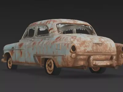 Abandoned Rusty Car 3D Model PBR Low-poly 3D model