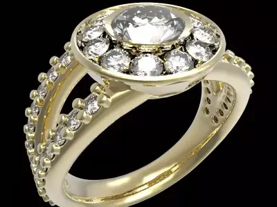 halo ring center gem 6 mm  3D print model