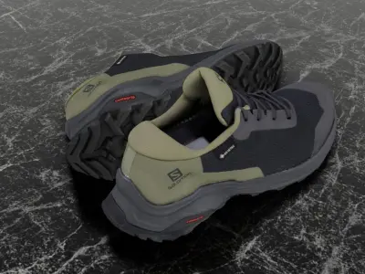SALOMON 3D SHOES - XREVEAL - BLACK - GREEN Low-poly 3D model