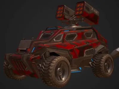 Sci-Fi Armored Military Rocket Launcher PBR Low-poly 3D model