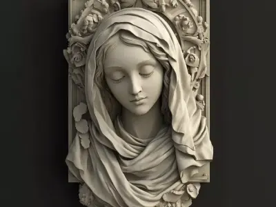 Virgin Mary Bas Relief Classic Style 3D print model