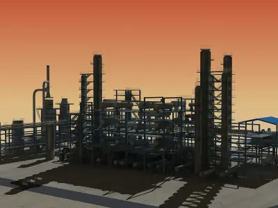 Refinery oil Low-poly 3D model