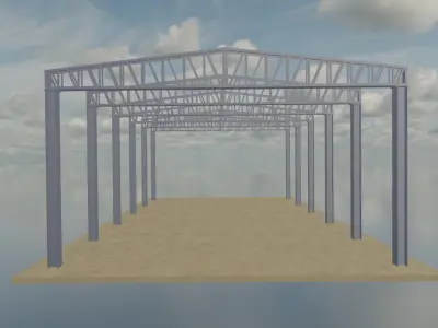 Steel frame structure 3D model
