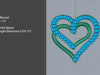 Double Heart Diamond Pendant 3D print model