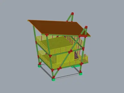 Steel and Wood Beach House 3D model