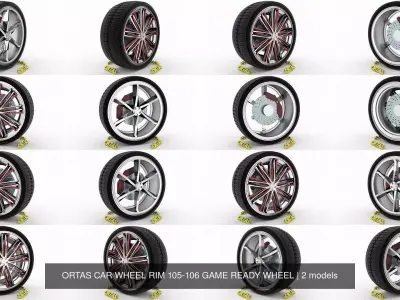 ORTAS CAR WHEEL RIM 105-106 GAME READY WHEEL 3D Model Pack