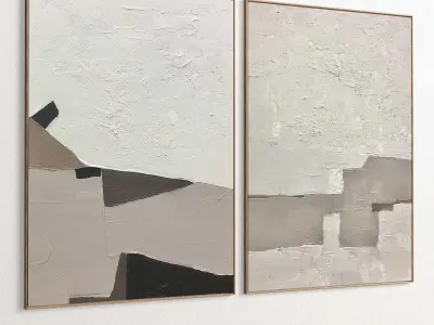 Plaster Two Photo Frame 349 Low-poly 3D model