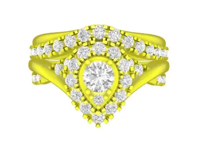 7343 luxury korean style diamond engagement women ring 3D print model