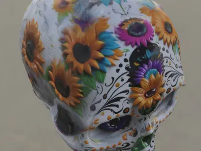 Decorated Sugar Skull Dia de los Muertos Low-poly 3D model
