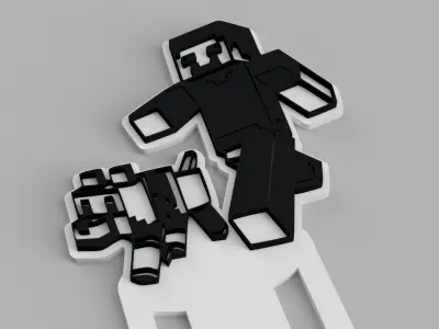 Minecraft Steve with dog Logo Bookmark for books Free 3D print model