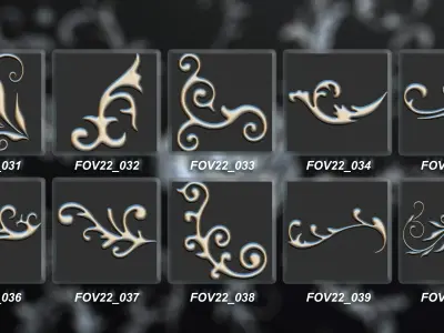 94 Ornamental Elements Brush   Alpha   3D Model Vol 22 3D model
