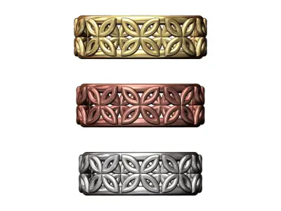 Celtic flower mesh band US sizes 7 8 9 3D print model