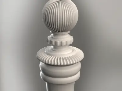 Baluster  column with leaves for cnc milling 3D print model 3D 3D print model
