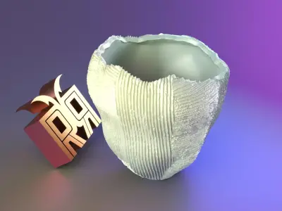 Contemporary Ceramic Cartocci Textured Vase 3D print model