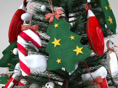 Christmas Felt Decoration Bag 3D Model 3D model