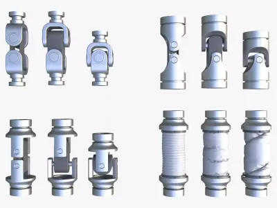 Cardan Shaft Joints 12 Pieces Set M1 3D model