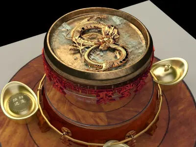 Chinese gold ingot 3D model