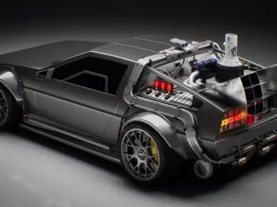 DMC DeLorean Low-poly 3D model