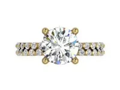Single Row prong style band Round Cut Solitaire Ring Band 3D print model