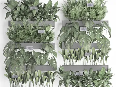 Wooden flower boxes wall decor vertical garden 41 3D model