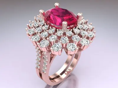 Gemstone rings - Oval stone ring - Diamond rings - N3517 3D print model