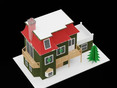 Christmas Putz House Low-poly 3D model