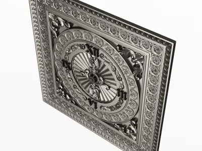 Classic Wall Clock 05 Chrome Low-poly 3D model