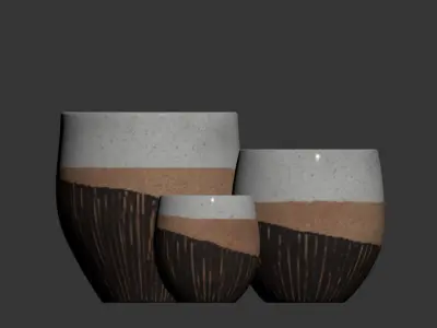 Neutral Earth Tones Vases Set 3D model