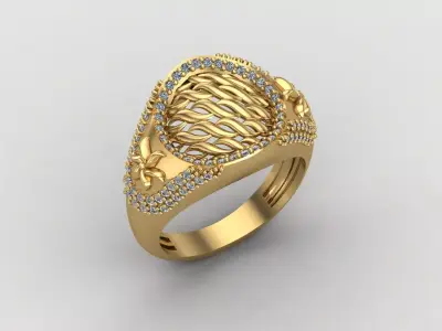 Women Ring With Stone Diamond Ready STL 3DM Models Womens Rings 3D print model 19