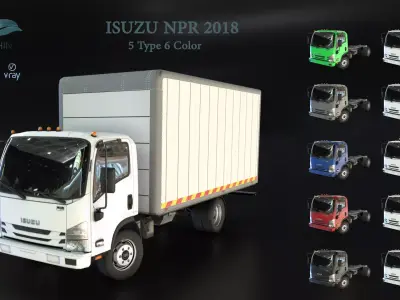 ISUZU NPR 2018 Low-poly 3D model