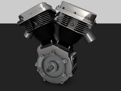 Panhead Harley Motorcycle Engine 3D model