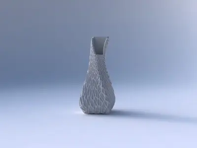 Vase twisted top bent quadratic 2 with wavy grid piramides 3D print model
