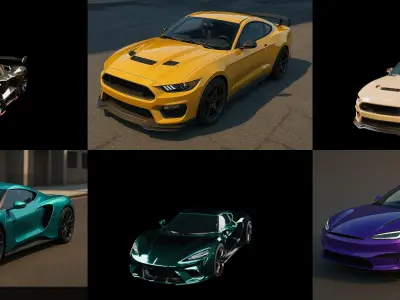 Sport Car bundle 17 pack 100 glb 3D model