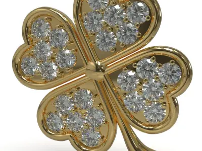 Clover pendant with gems 3D printable model 3D print model