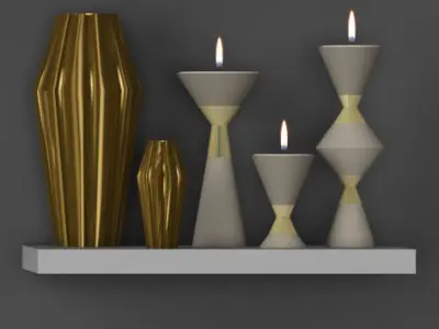 Decorative Set - 3 shelf 3D model