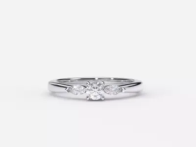 ZDR0215 engagement ring with three stones 3D print model